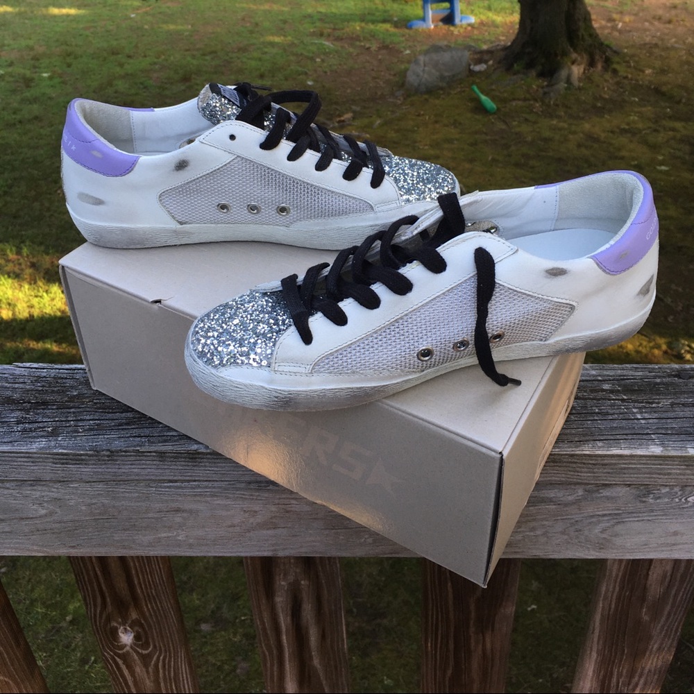 Golden Goose Superstar Silver Glitter/Cord Gum NIB - Picture 4 of 10